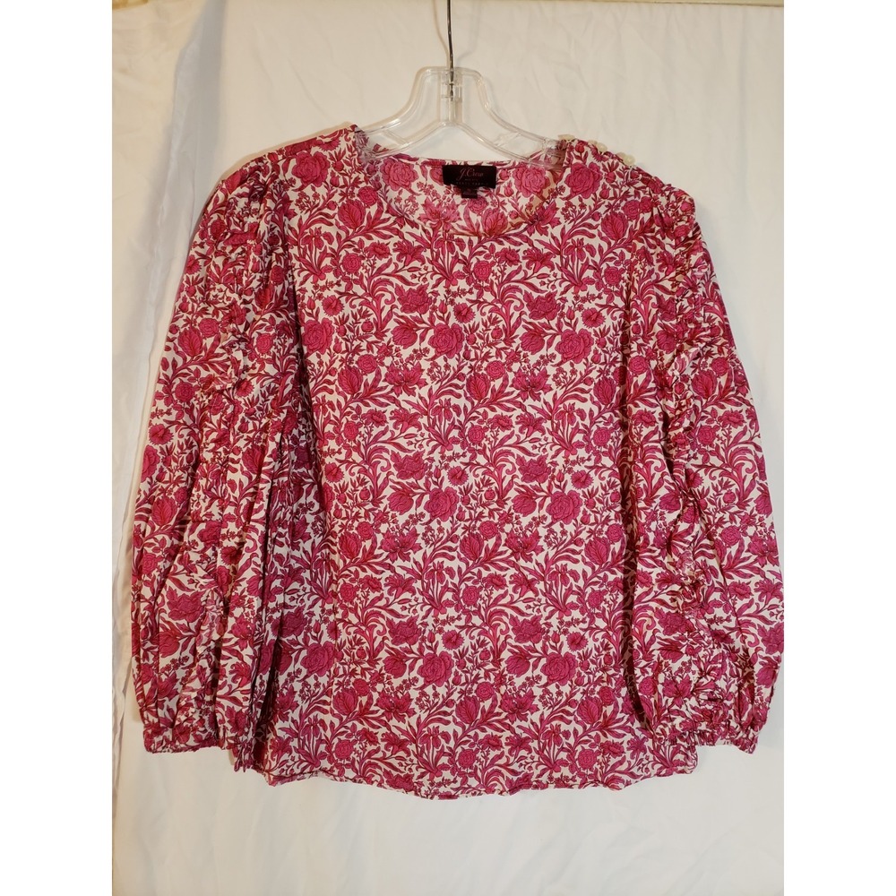 Women's J Crew Pink Floral Long Sleeve Blouse Size S